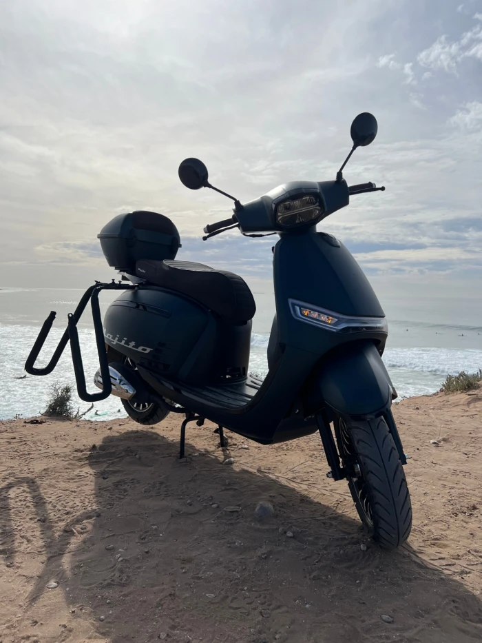 Rent a Surf Scooter in Taghazout with Board Rack & 2 Helmets 🛵🏄‍♂️ - motorcycles for rent in taghazout - RENTS.ma