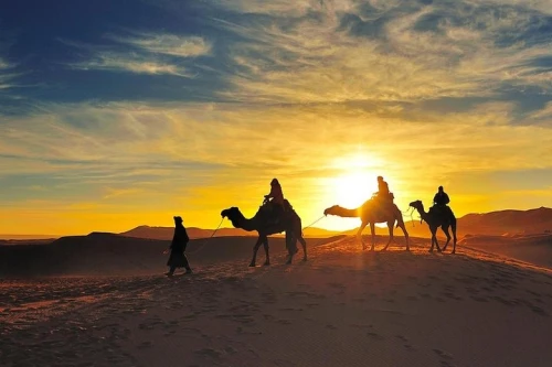 Sunset in Merzouga Sahara Desert & Camel Ride Erg Chebbi Dunes - book activity in errachidia - RENTS.ma